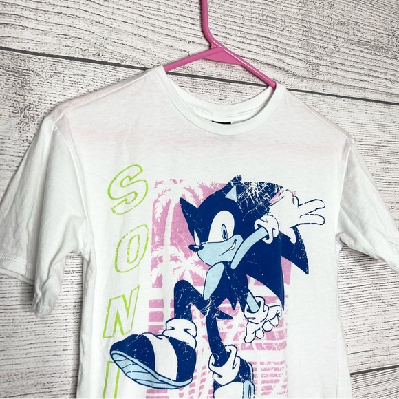 Sonic the Hedgehog Let’s Roll Kids T-Shirt White Pink Blue Multicolor Size Large - Picture 3 of 7